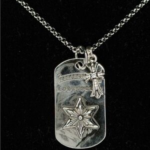 Chrome Hearts Dogtag Star Los Angeles With Mini Studded Floral Cross Necklace